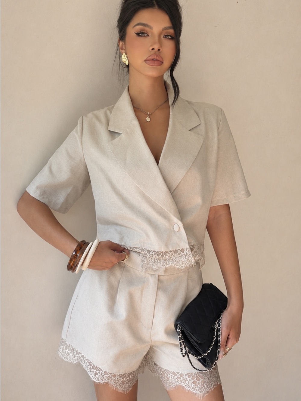 ZARA BNWT LACE CO-ORD. SOLD AS SET. LIGHT BEIGE 2783/733/052 | 2708/733/052